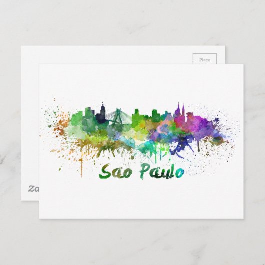 Sao Paulo skyline in waterverf Briefkaart (Voorkant / Achterkant)