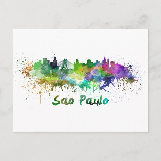 Sao Paulo skyline in waterverf Briefkaart (Voorkant)
