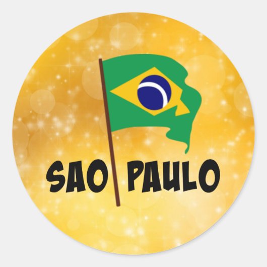 Sao Paulo, vlag van Brazilië Ronde Sticker (Voorkant)