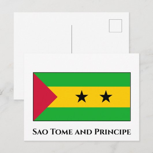 Sao Tomé en Principe Flag Briefkaart (Voorkant / Achterkant)