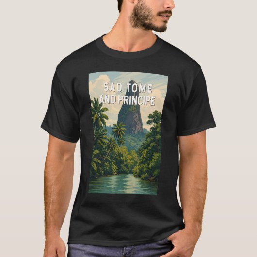 Sao Tome en Principe Illustratie Reis Kunst T-shirt (Voorkant)