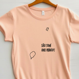Sao Tomé en Principe Landkaart Lijn Grensland T-shirt