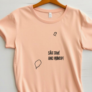 Sao Tomé en Principe Landkaart Lijn Grensland T-shirt