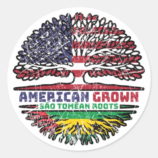Sao Tomean American USA Tree Ronde Sticker (Voorkant)