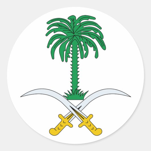 Saoedi-Arabië officieel wapen heraldiek symbool Ronde Sticker (Voorkant)