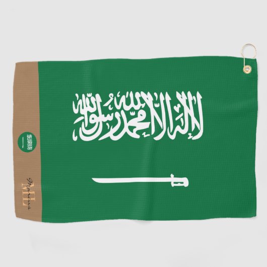 Saoedi-Arabië vlag en Arabië monogrammen/golfhandd Golfhanddoek (Horizontaal)