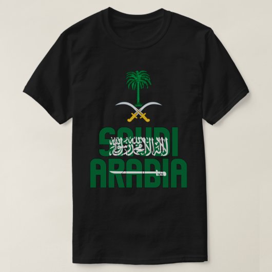 Saoedi-Arabië vlag en wapenschild T-shirt (Design voorkant)
