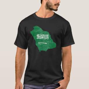 Saoedi-Arabië vlag met Saoedi-Arabië-kaart met ang T-shirt