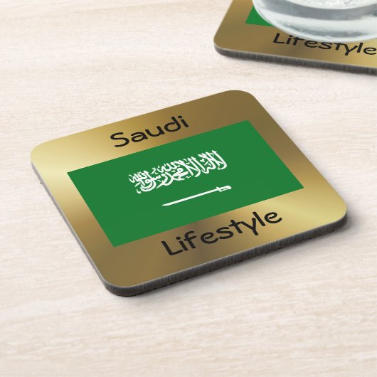 Saoedi-Arabië vlag + Onderzetter tekst (Linkerzijde)
