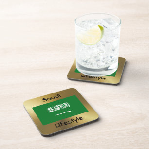 Saoedi-Arabië vlag + Onderzetter tekst