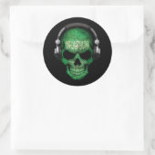  Saoedi-Arabische DJ Skull met Hoofdtelefoon Ronde Sticker (Tas)
