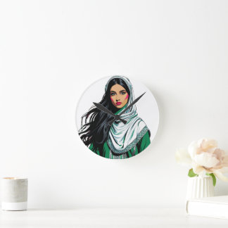Saoedische Pop Queen - Bold Heritage Art voor Nati Ronde Klok