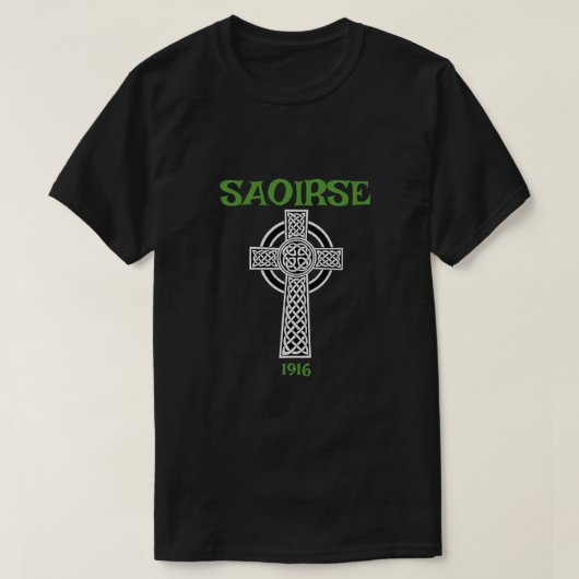 Saoirse: Vrijheid Iers met Keltische kruis T-shirt (Design voorkant)