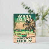 Saona Island Dominicaanse Republiek - Retro 60s Briefkaart (Staand voorkant)