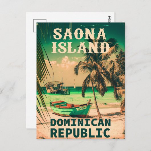 Saona Island Dominicaanse Republiek - Retro 60s Briefkaart (Voorkant / Achterkant)