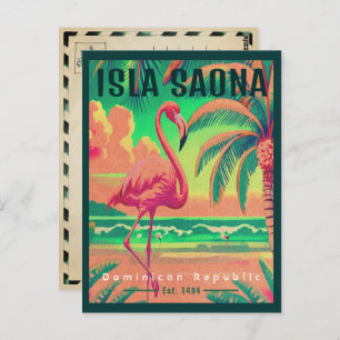 Saona Island DR Retro Flamingos Souvenir jaren 50 Briefkaart