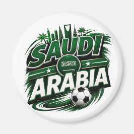 Saoudi-Arabische Voetbalfan | Groene Voetbal Onder Magneet