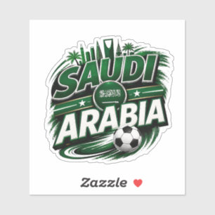 Saoudi-Arabische Voetbalfan   Groene Voetbal Onder Sticker