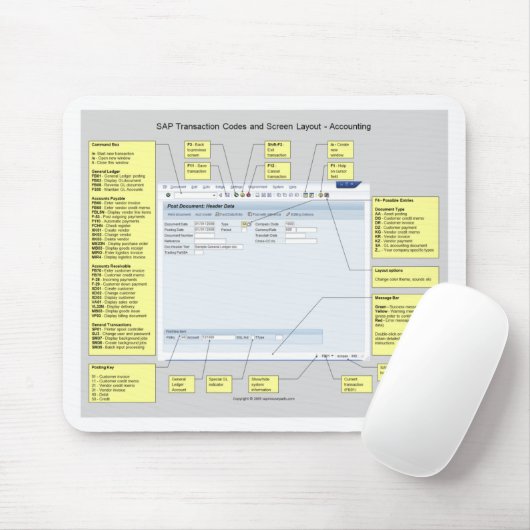 SAP Accounting Transaction Codes en Layout Muismat (Met muis)