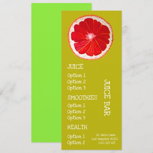 Sap gezond drankjes Grapefruit fruit menu (Voorkant / Achterkant)