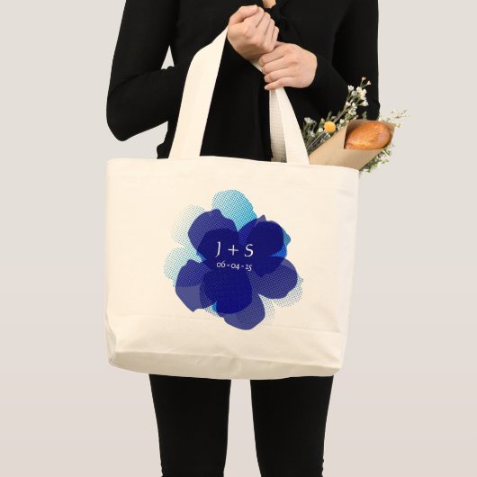 Sap Jumbo Popflower Bleu Grote Tote Bag (Voorkant (product))