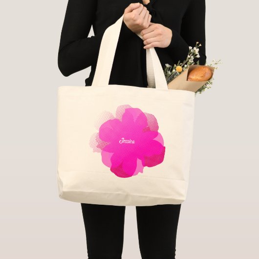 Sap Jumbo Popflower Rose Shocking Grote Tote Bag (Voorkant (product))