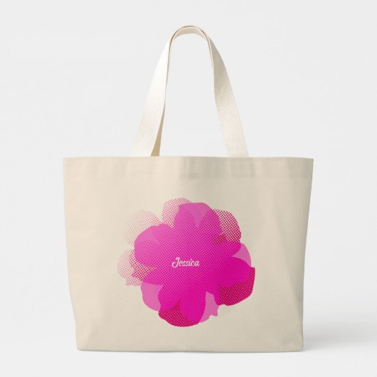 Sap Jumbo Popflower Rose Shocking Grote Tote Bag (Achterkant)