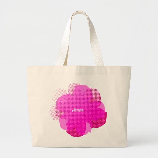 Sap Jumbo Popflower Rose Shocking Grote Tote Bag (Voorkant)