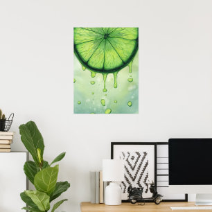 Sap Limoen Groen Citrus Schijf Watercolor Kunst Poster
