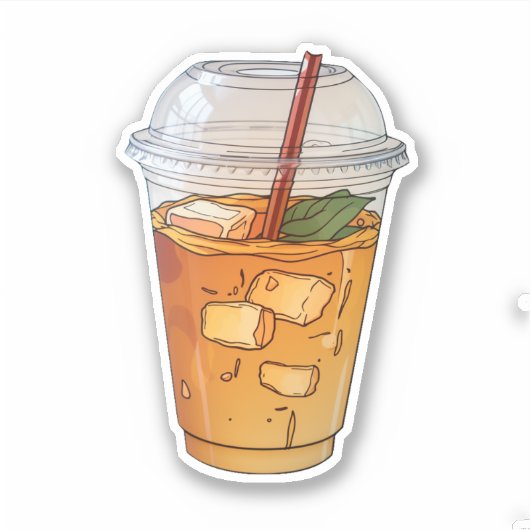 Sap met ijs in plastic beker sticker (Voorkant)