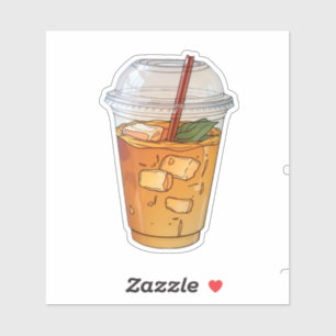 Sap met ijs in plastic beker sticker