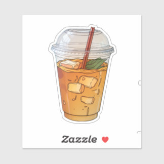 Sap met ijs in plastic beker sticker