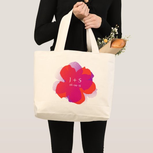 Sap Tussenbak - Jumbo Popflower Violet/oranje Grote Tote Bag (Voorkant (product))