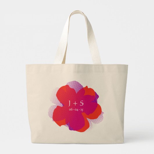 Sap Tussenbak - Jumbo Popflower Violet/oranje Grote Tote Bag (Achterkant)