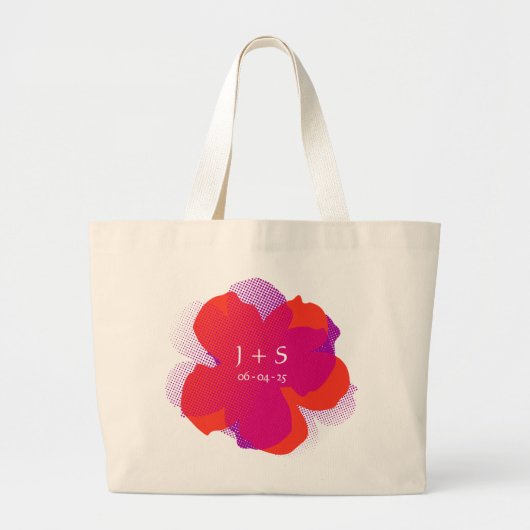 Sap Tussenbak - Jumbo Popflower Violet/oranje Grote Tote Bag (Voorkant)