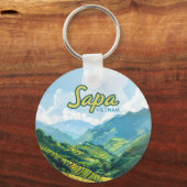 Sapa Vietnam Azië Rijstterrassen Vintage Reizen Sleutelhanger (Voorkant)