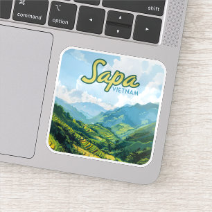 Sapa Vietnam Azië Rijstterrassen Vintage Reizen Sticker