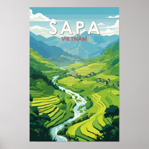 Sapa Vietnam Reis Kunst Vintage Poster