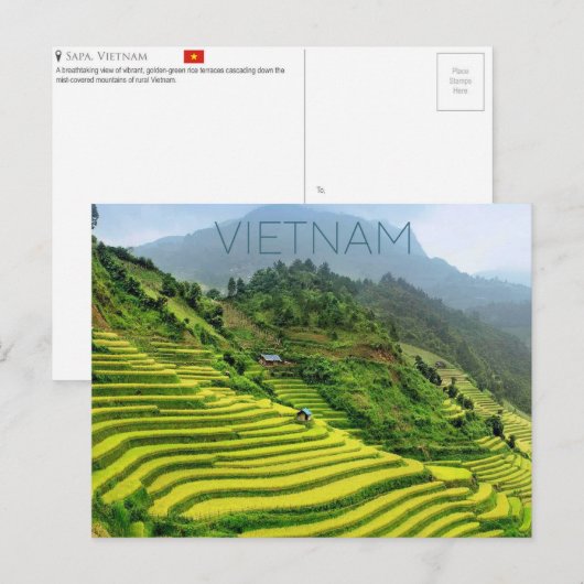 Sapa, Vietnam Reisansichtkaart Briefkaart (Voorkant / Achterkant)