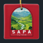 Sapa Vietnam Travel Art Vintage Keramisch Ornament<br><div class="desc">Sapa retro vector reisontwerp. Sa Pa is een stad in het Hoàng Liên Son gebergte in het noordwesten van Vietnam.</div>