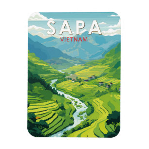 Sapa Vietnam Travel Art Vintage Magneet