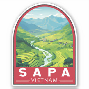 Sapa Vietnam Travel Art Vintage Sticker