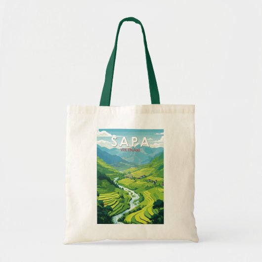 Sapa Vietnam Travel Art Vintage Tote Bag (Voorkant)