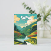 Sapa Vietnam Vintage Briefkaart (Staand voorkant)