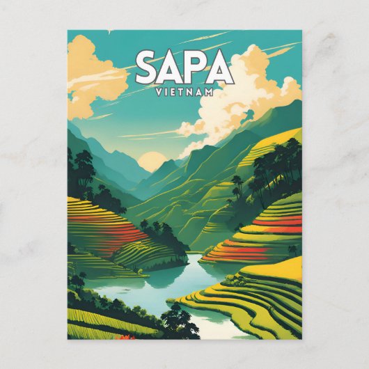 Sapa Vietnam Vintage Briefkaart (Voorkant)