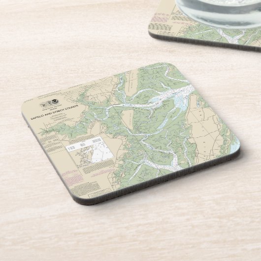 Sapelo en Doboy geluiden nautische grafiek 11510 Bier Onderzetter (Linkerzijde)