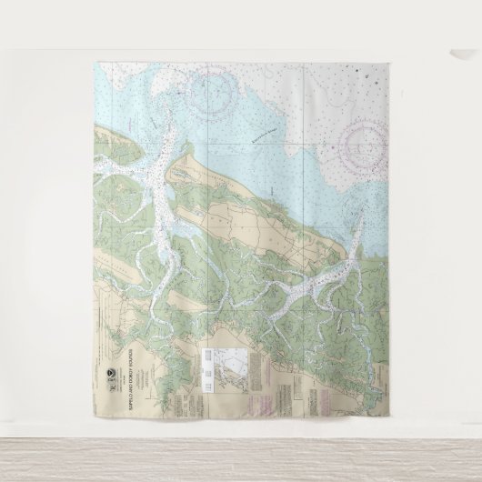 Sapelo en Doboy geluiden nautische grafiek 11510 Wandkleed (Voorkant)