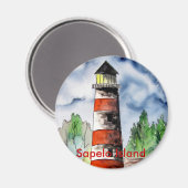 Sapelo Island Vuurtoren Georgia Nautische kunst ca Magneet (Voorkant / Achterkant)