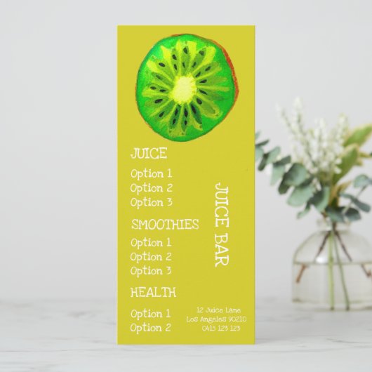 Sapgezondheidsdranken Kiwi-fruitmenu Menu (Staand voorkant)