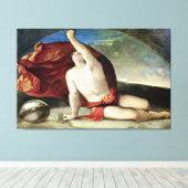 Sapiente con Compasso e Globo Fine Art Canvas Afdruk (Insitu (Houten vloer))